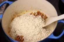 Voeg de rijst toe
